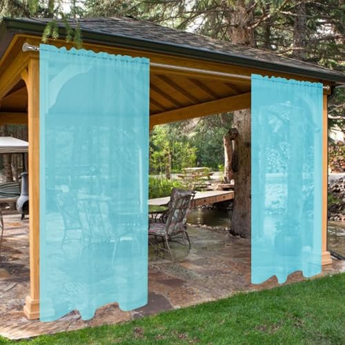 SpaceDresser Wasserdichte, durchsichtige Vorhänge für den Außenbereich, 2 Paneele mit Stangentaschen, für den Innenbereich, Voile, durchscheinender Vorhang für Wohnzimmer, 132 x 244 cm, Aqua SpaceDresser Wasserdichte, durchsichtige Vorhänge für den Außenbereich, 2 Paneele mit Stangentaschen, für den Innenbereich, Voile, durchscheinender Vorhang für Wohnzimmer, 132 x 244 cm, Aqua von SpaceDresser