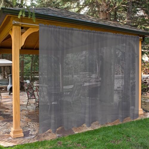 SpaceDresser Wasserdichte, durchsichtige Vorhänge für den Außenbereich, 2 Paneele mit Stangentaschen, für den Innenbereich, Voile, durchscheinender Vorhang für Wohnzimmer, 254 x 244 cm, Grau SpaceDresser Wasserdichte, durchsichtige Vorhänge für den Außenbereich, 2 Paneele mit Stangentaschen, für den Innenbereich, Voile, durchscheinender Vorhang für Wohnzimmer, 254 x 244 cm, Grau von SpaceDresser