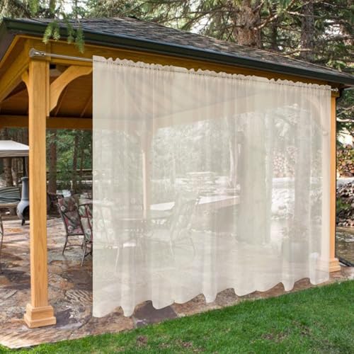 SpaceDresser wasserdichte, durchsichtige Vorhänge für den Außenbereich, 2 Paneele mit Stangentaschen, für den Innenbereich, Voile, durchscheinender Vorhang für Wohnzimmer, 254 x 244 cm, SpaceDresser wasserdichte, durchsichtige Vorhänge für den Außenbereich, 2 Paneele mit Stangentaschen, für den Innenbereich, Voile, durchscheinender Vorhang für Wohnzimmer, 254 x 244 cm, von SpaceDresser