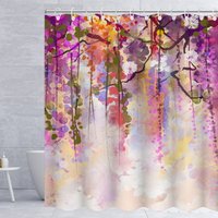 Mehrfarbiger Aquarell Blumen Duschvorhang Abstrakt Efeu Romantisch Und Landschaft Frühling Floral Natur Duschvorhänge Badezimmer Dekor von SpaceEmbellishment