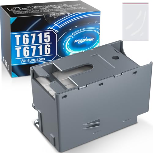 Spaceink T6715 Wartungsbox(C13T671500) Kompatibel für Epson Workforce WF-4725DWF WF-4720DWF WF-4730DTWF WF-4740DTWF WF-4825DWF, T6716 Wartungskasten(C13T671600) für WF-C5710DWF WF-C5210DW Drucker von Spaceink