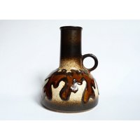 Veb Haldensleben Keramik Vase 4093/A Deutsche Fat Lava Braun/Beige Glasur Vintage 60Er 70Er von Spaceofvintage