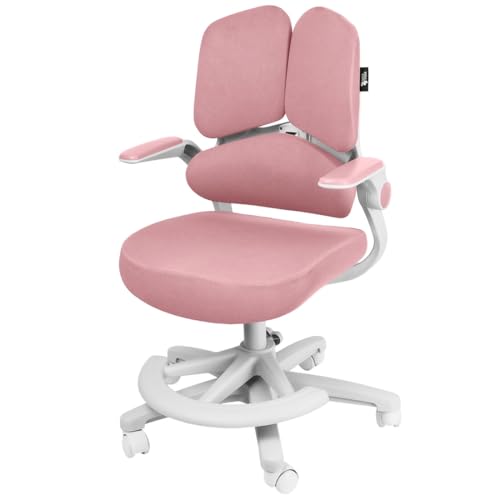 Spacetronik Ergonomischer Kinder Schreibtischstuhl mit Fußablage, 110-180 cm Höhenverstellbarer Jungendstuhl, Dreiteilige Rückenlehne, Verstellbare Armlehnen, 5 Rollen mit Sperrfunktion von Spacetronik