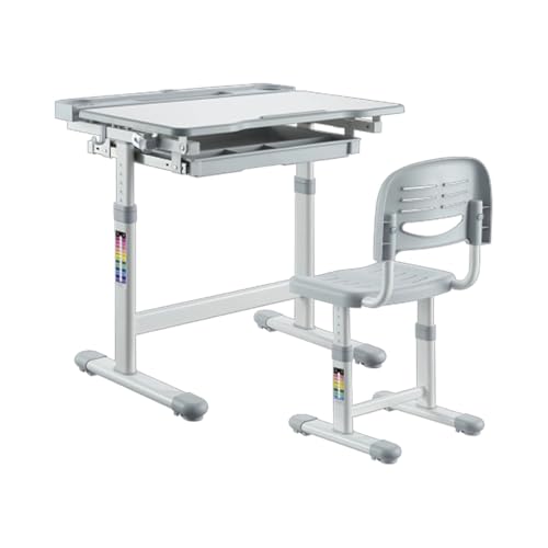 Spacetronik Höhenverstellbarer Kinderschreibtisch mit Stuhl Set Ergonomischer Schreibtisch Kinder mit Neigbarer Tischplatte 66,4x36,5 cm Schublade & Rucksackhaken Kindertisch Stuhl Set von Spacetronik