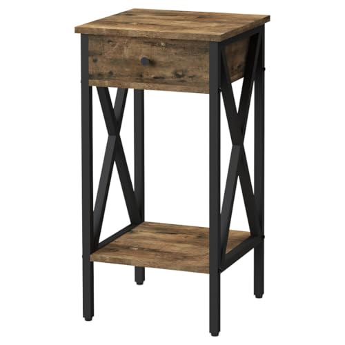 Spacetronik Nachttisch, Beistelltisch mit Schublade und Ablage, 35 x 35 x 70 cm, rustikales Braun und Schwarz, für Schlafzimmer, Wohnzimmer oder Büro Spacetronik Nachttisch, Beistelltisch mit Schublade und Ablage, 35 x 35 x 70 cm, rustikales Braun und Schwarz, für Schlafzimmer, Wohnzimmer oder Büro von Spacetronik