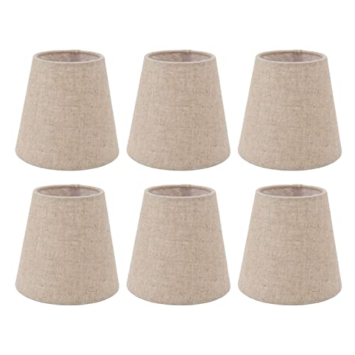 6-teiliges Kleines Lampenschirm-Clip-on-Glühbirnen-Set für Kandelaber-Glühbirnen, Lampenschirm aus Leinenstoff für Tisch-Kronleuchter-Wand, Lampenschirme 6-teiliges Kleines Lampenschirm-Clip-on-Glühbirnen-Set für Kandelaber-Glühbirnen, Lampenschirm aus Leinenstoff für Tisch-Kronleuchter-Wand, Lampenschirme von Spacnana