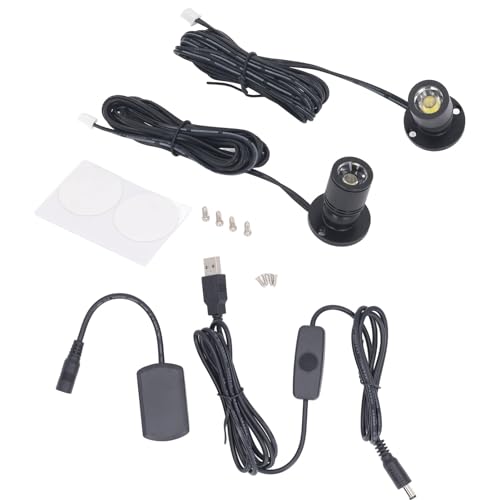 Dimmbarer Mini-Strahler, 5 V, USB, Kleines Design, Mehrzweck-Strahler mit 2 M Kabel für die Präsentation von Schmuck, Schränken, Veranda (Weißes Licht 6000K) von Spacnana