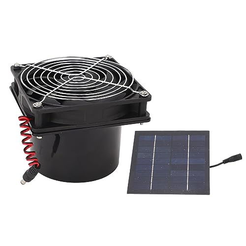 Solar-Abluftventilator, Effiziente Wärmeableitung, Belüftung, 50 W, Solarpanel-Ventilator-Set, 5 Bis 12 V, für Küche, Gewächshaus, Haustierhaus, Hühnerstall, Scheune von Spacnana