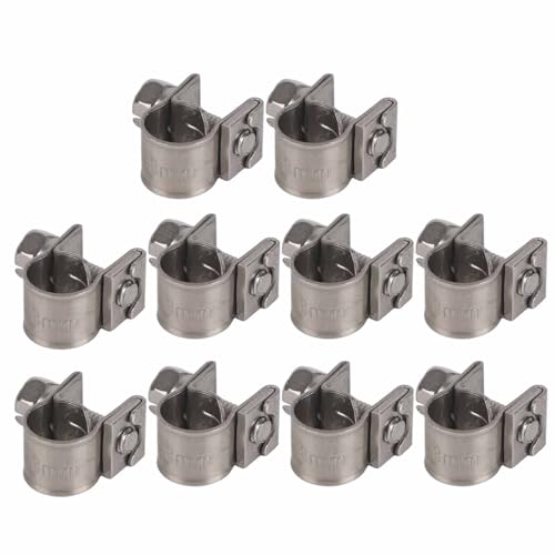 Spacnana 10pcs Edelstahl Mini -Kraftstoffleitungsrohrschlauchklemme 6 Mm Bis 20 Mm Optionale Größe für Luft, Wasser, Kraftstoff, Silikonschlauch (6-8mm) von Spacnana
