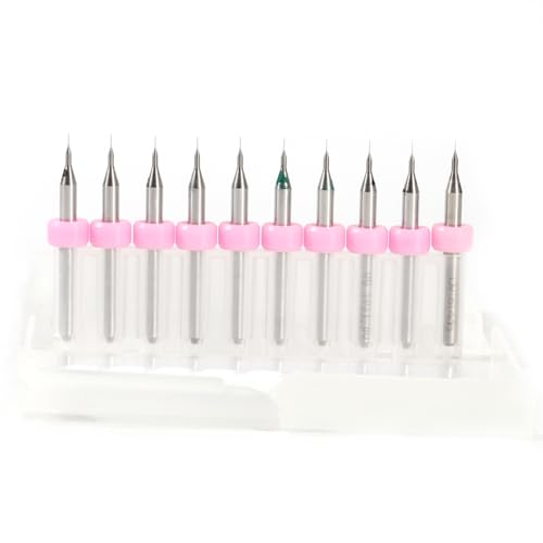 Spacnana 10pcs Tungstenstahl -Stahl -Leiterplatten -Bohrer -Bohrer -Bits Eingestellt, 0,1 Mm Bis 1,4 Mm Micro -Bohrer -Bohrer für Lötchen Im Löcher (0,1 mm) von Spacnana