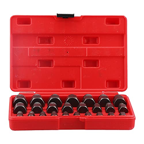 Spacnana 25 Pcs Schraubenextraktionssatz, Metrische Größe Marke Linkshänder mit Spiralwärme Behandelt 42CR -Stahl mit Sechskantbohrer Zum Entfernen von Bolzen von Spacnana