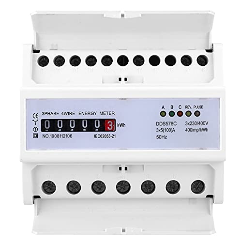 Spacnana 3 Phase 4 Draht 380 V Wechselstromergie -Energiemeter -DIN -Schiene Wattmeter mit Flammhemmungsmittel, LED -Indikatorlichter für Elektrizitätsimpulszähler von Spacnana