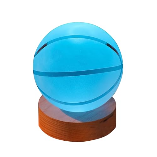 Spacnana 3D-Licht mit Innerer Geschnitzter Kristallkugel und Holzsockel, Buntes Nachtlicht mit Farbverlauf, Klar und Transparent, für die Heimdekoration (Basketball) von Spacnana