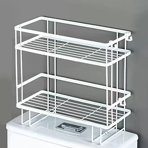 Spacnana Badezimmerregal über die Toilette mit Großer Kapazität Wasserdichtes Eisenmaterial für Duschbedürfnisse (Doppellagiges Weiß) von Spacnana