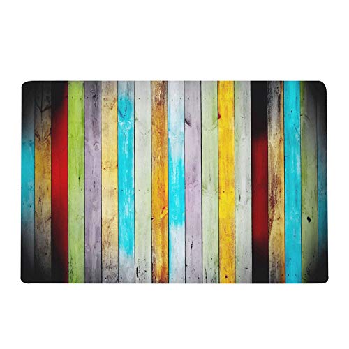 Spacnana Begrüßung Türmatte Mat Stilvoll für den Eingang Im Innenbereich Im Freien, Elegante Dekoration (Farbige Holzbretter) von Spacnana