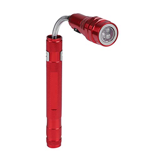 Spacnana Flexible Teleskop-LED-Taschenlampe mit Magnetischem Ende, Tragbare Mini-Taschenlampe in Stiftform, Drehbare Taschenlampe (Rot) von Spacnana