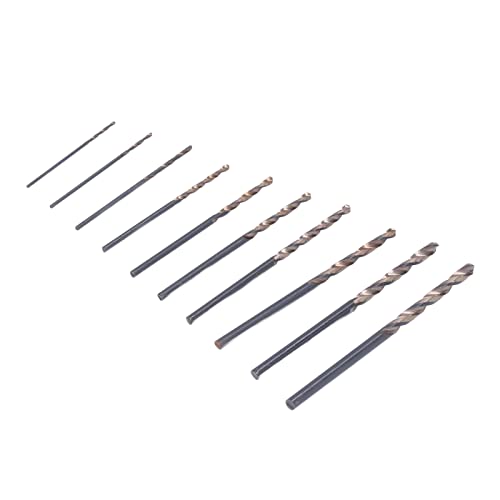 Spacnana HSS-Bohrer-Set, 10 Stück Hochgeschwindigkeits-Stahl-Twist-Bohrer für Holz-Kunststoff-Oliven-Pit-Schnitzerei, Gerader Schaft, Twist-Metallbohrer-Bit Set für Stahl, Eisen, von Spacnana