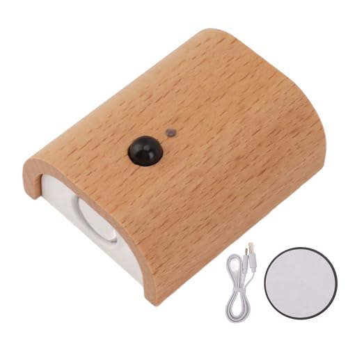 Spacnana Holz-Wandleuchte, Bewegungsmelder, USB Wiederaufladbar, LED-Wandleuchte, Dual-Sensor-Modi, Magnetisches Design, 360°-Drehung, Warmweißes Licht von Spacnana