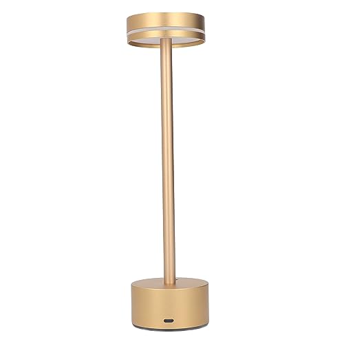 LED-Akku-Tischlampe, Schreibtischlampe mit 3-Farben-Dimmung, Wiederaufladbares Nachtlicht mit Touch-Steuerung für Schlafzimmer, Restaurant, Bars (Gold) von Spacnana