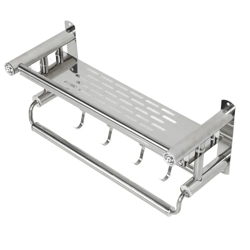 Spacnana Lagerregal aus Edelstahl Badezimmer: Wasserdichtes Handtuchregal mit Haken, Wandhalterhalter, Ideal für die Dusche - Korrosion Präventiv, 15,7in von Spacnana