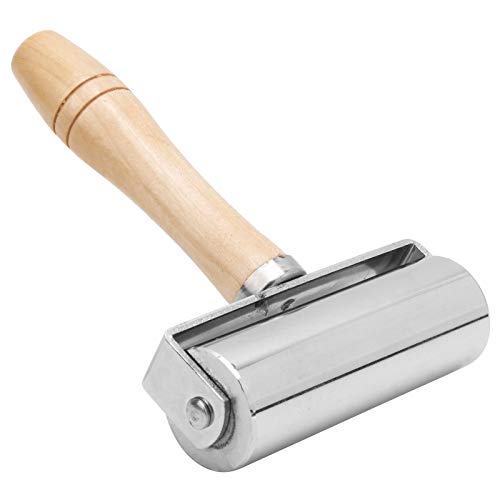 Spacnana Lederpresse Roller Glatt Poliertes Holzgriff Werkzeug für Leder -Handwerk Silber, für Verdichtung und Interlinie, 45# Stahl (L für Größe 41-47) von Spacnana