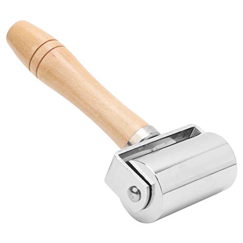 Spacnana Lederpresse Roller Glatt Poliertes Holzgriff Werkzeug für Leder -Handwerk Silber, für Verdichtung und Interlinie, 45# Stahl (Mittelgroß) von Spacnana