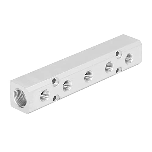 Spacnana Pneumatischer Verteiler, Luftverteilungsblockanschluss Splitter Aluminiummaterial mit Guter Luftdichtheit für Kompressoren Luftpumpen Automatisierungsgeräte (SY30-02-5F) von Spacnana