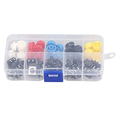 Spacnana Runde Taktschalter -Kit - 25 PCs 12x12x7.3mm 4 Pin Momentan SMD PCB Druckknopfschalter mit Kappe Ideal für Verschiedene Elektronische Anwendungen von Spacnana