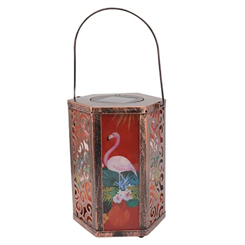 Spacnana Solarlaterne Beleuchtet Wasserdichte Garten-Hängeleuchten Sechseckiges Vogelmuster LED-Retro-Lampe für Terrasse, Hinterhof, Deck, Veranda, Weg von Spacnana