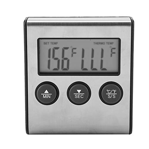 Spacnana YS05 Thermoelement Thermometer Futtertemperaturmesser - Bimetallisches Thermometer mit Countdown -Alarm Celsius/Fahrenheitschalter, 300 ° C Netzkabel von Spacnana