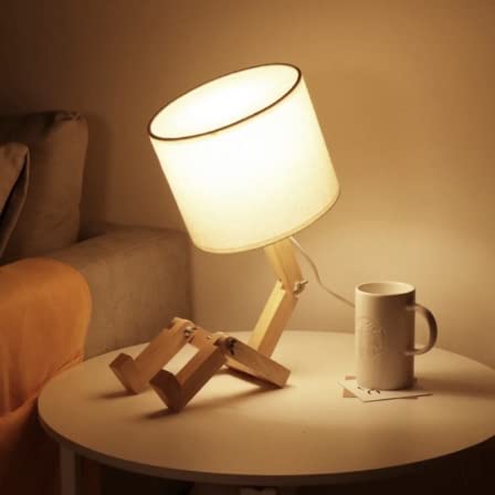 Spacnana Tischlampe Humanoid Massivholz Tischlampe Einfache Persönlichkeit Holzkunst Nachttischlampe Geeignet für Schlafzimmer Wohnzimmer Arbeitszimmer Café Nachttischlampe von Spacnana