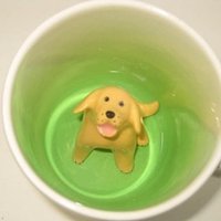 Gelber Labrador Hund Überraschungstasse, Im Inneren Teetasse Gelber Labrador Hund Überraschungstasse, Im Inneren Teetasse von SpademanPottery