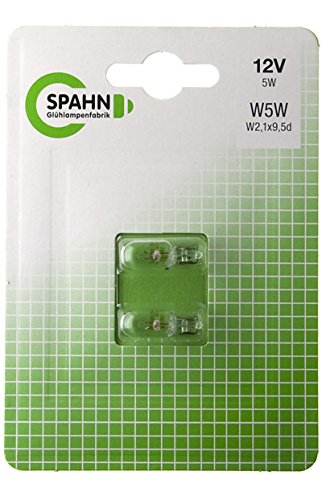 SPAHN-Glühlampe 12V 5W W2,1x9,5d Blister Glühbirne Lampe Birne 12Volt 5Watt neu von Spahn
