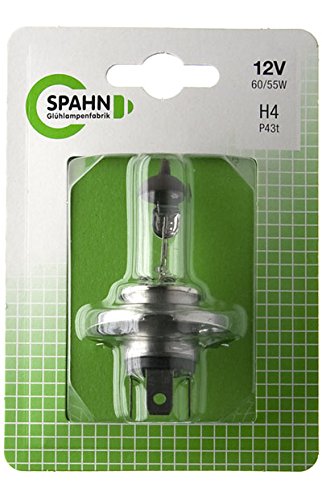 SPAHN-Glühlampe 12V 60/55W H4 P43t Blister Glühbirne Lampe Birne 12Volt 60/55Watt neu von Spahn