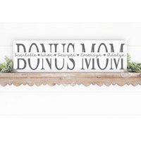 Bonus Mama Muttertagsgeschenk | Stiefmutter Geschenk Von Kindern Mom Familiengeschenk Rustikales Holzschild Familie Wandschild Familienschild von SpangGangDesigns