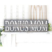 Muttertagsgeschenk Für Stiefmutter Von Kids | Bonus Mom Familien Geschenk Rustikales Holzschild Familie Wandschild von SpangGangDesigns