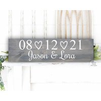 Rustikales Hochzeitsdatum Schild | Hochzeit Jahrestag Geschenk 1. Zum 5 Holz Geburtstagsgeschenk Für Frau von SpangGangDesigns