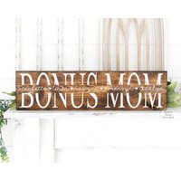 stiefmutter Geschenk Von Kindern | Bonus Mama Muttertagsgeschenk Mom Familiengeschenk Rustikales Holzschild Familie Wandschild Familienschild von SpangGangDesigns