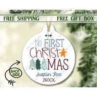 Baby's First Christmas Ornament 2021 | Personalisierte Weihnachtsverzierung Für Baby 1. Weihnachtsgeschenk Junge 2-Seitiger Weihnachtsschmuck von SpangGangKeepsakes