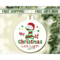 Babys Erste Weihnachtsverzierung | Personalisierte 1. Weihnachtsgeschenk Für Neues Baby Geschenkidee Baby-Dusche-Geschenk Neue Mama Papa von SpangGangKeepsakes