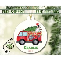 Feuerwehrauto Ornament | Junge Personalisierte Verzierung My Erste Weihnachten Jungen Weihnachtsgeschenk Hund von SpangGangKeepsakes