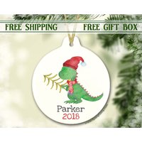 Kinder Weihnachtsschmuck | Mädchen Ornament Dino Personalisierte Weihnachtsverzierung Dinosaurier Personalisierte Verzierung T-Rex Geschenk von SpangGangKeepsakes