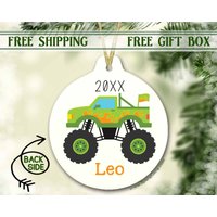 Monster Truck Weihnachtsverzierung | Junge Ornament Grüner Lkw Personalisiertes Mein Erster Weihnachtsschmuck Weihnachtsgeschenk von SpangGangKeepsakes