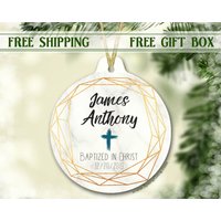 Personalisierte Taufe Für Jungen | Taufgeschenk Junge Patenkind Geschenk Ornament von SpangGangKeepsakes