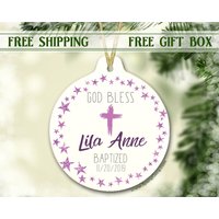 Taufe Ornament | Gott Segne Baby-Verzierung Personalisiertes Geschenk Für Patenkind Weihnachtsschmuck von SpangGangKeepsakes