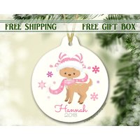 Weihnachtsschmuck Für Mädchen | Personalisierte Weihnachtsverzierung Baby Reh Rentier Ornament Babys 1. Erste von SpangGangKeepsakes