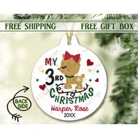 Weihnachtsschmuck Personalisiert | Drittes Weihnachts Ornament Für Mädchen Personalisiertes 3rd Christmas 1. 2 von SpangGangKeepsakes