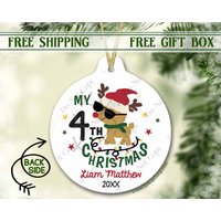 Weihnachtsschmuck Personalisiert | Vierte Weihnachtsverzierung Christbaumkugel Für Jungen Personalisiertes Ornament 4Th Christmas 1. 2 von SpangGangKeepsakes