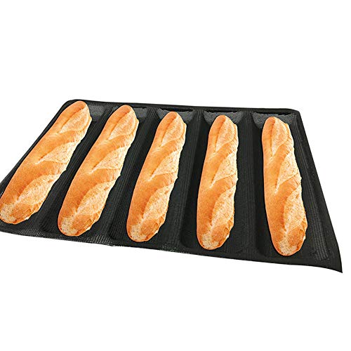 Baguette Backblech, Antihaft-Silikon-wiederverwendbare Baguettes Backblech Französischer Stick Laib Backformen Pfanne für 5 Baguettes von SparY