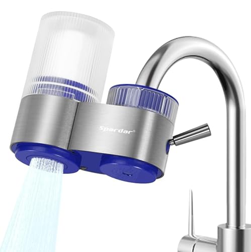 Spardar Wasserhahn-Wasserfilter, mehrschichtiger Küchenwasserhahnfilter, Wasserhahn-Wasserreiniger, Filterschalter mit Keramik-Filterkartusch (Blau) von Spardar